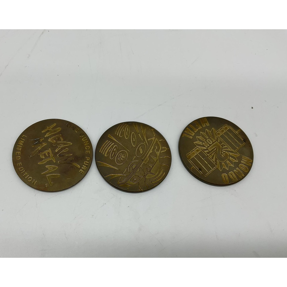 1984 Vic Hammer Heavy‎ Metal Imperial 1oz Tokens Lot Of 3 Skull World 1 Ton